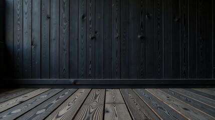 Dark Wood Paneling and Flooring Background Ideal for Product Displays and Design Projects