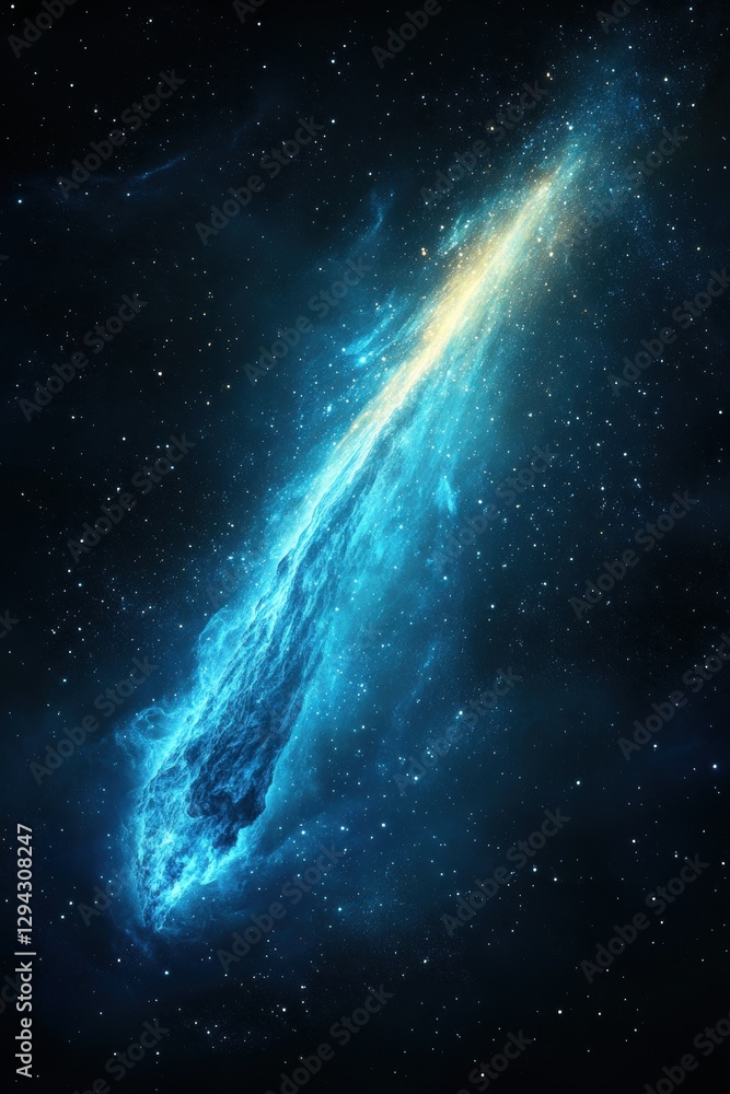 Poster captivating cosmic nebula with brilliant celestial glow in deep space astronomy background and ether