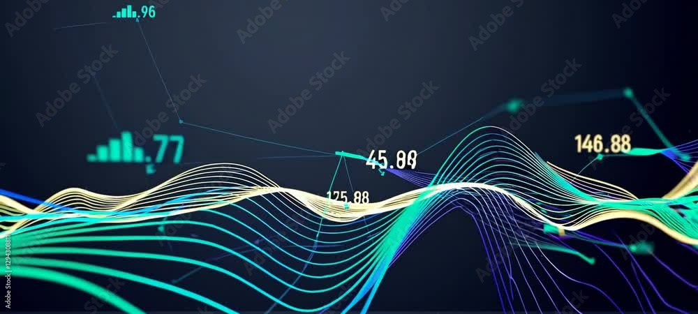 Aufkleber dynamic 3d line graph animation representing financial data fluctuations and market trends