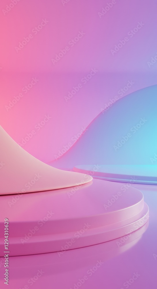 Poster abstract pastel gradient background with smooth curves and soft light