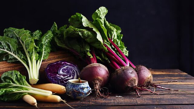 vegetables on a wooden table
