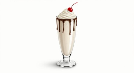 Vanilla Milkshake with Chocolate Drizzle and Cherry 