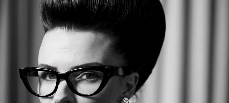 Elegant woman adjusting glasses in sophisticated black and white portrait sequence