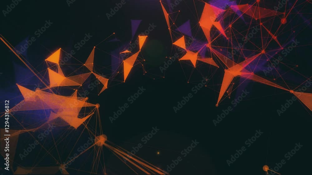 Poster geometric shapes shift and interact in a mesmerizing display of vibrant colors, showcasing creativit