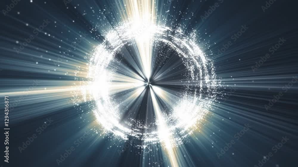 Poster intense rays of light burst from a central point, swirling and creating a mesmerizing visual of ener