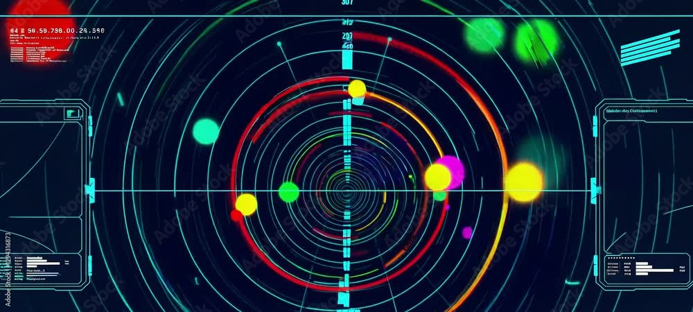Poster colorful data visualization with dynamic radar analysis and visual effects