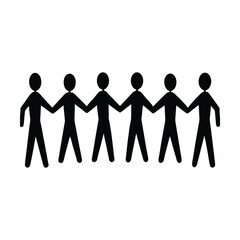 Unified human chain silhouette demonstrating strong teamwork through interconnected hands during corporate events today successfully