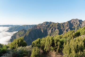 Hike pico do arieiroo to pico ruivo in madeira, beautiful mountain range.