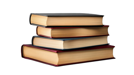 Fototapeta premium Classic hardcover book stacked neatly, symbolizing knowledge and learning isolated on transparent background.