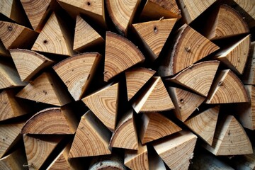 A captivating abstract composition of meticulously arranged triangular sections of wood, showcasing the intricate grain patterns and natural textures of the timber.