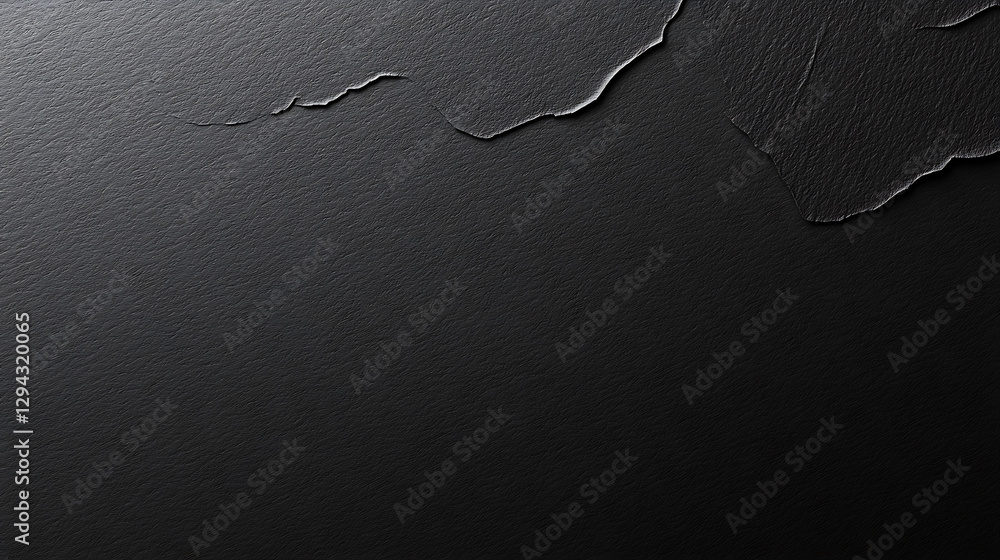 Poster textured black surface with a cracked or peeling edge, creating a contrast between rough and smooth 
