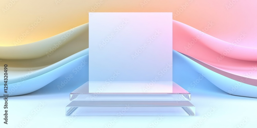 Poster abstract geometric background with pastel wave and transparent display