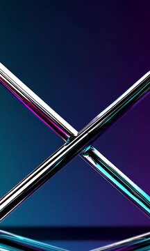 Abstract geometric motion: metallic structures with colorful light reflections