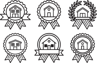 House award editable flat stroke line art icon set, Outline of construction building. Vector illustration on a white background.
