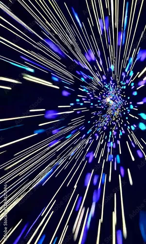 Poster hyperspace journey through a vortex of light and color sparks for dynamic visual effects