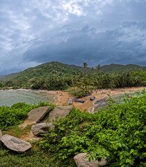 Scenic View of Tayrona National Natural Park Beach, Colombia. Exotic travel destination in the...