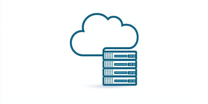 Cloud computing technology with data network. Cloud computing concept with servers beneath a cloud graphic.
