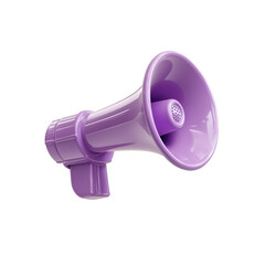 A purple megaphone with a microphone on top