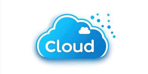 Obraz premium Cloud computing technology with data network. Cloud graphic with a light blue design and the word 