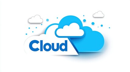 Obraz premium Cloud computing technology with data network. Cloud illustration featuring stylized clouds and the word 