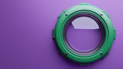 Fototapeta premium Abstract Green Circular Window on Purple Background Modern Design Element 3D Render