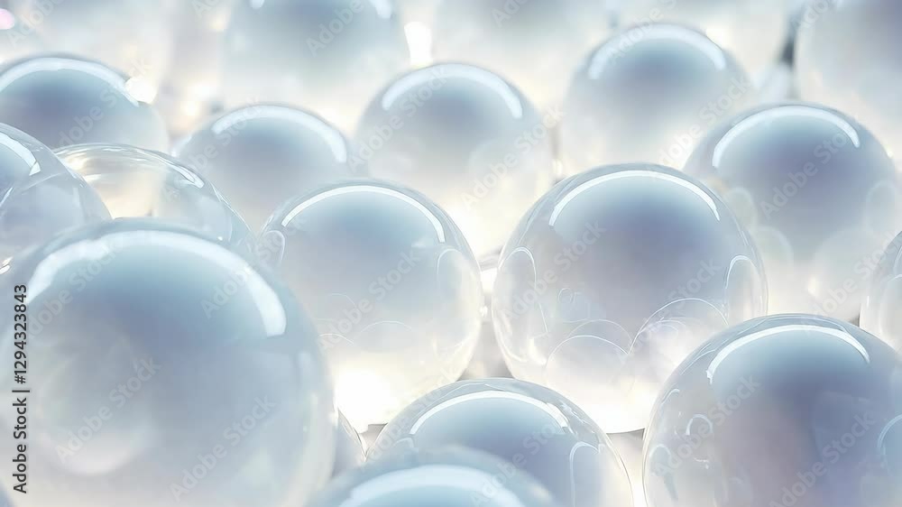 Poster lots of beautiful chaotic and slow translucent spheres on a dark background. suitable for abstract d
