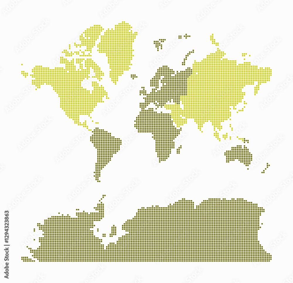 Poster world dotted map. digital style map of the world on white background. boundary shape with circle dot