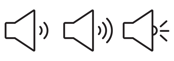 Speaker and mute icon set in black circles