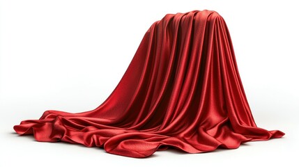 Red silk draped object on white background