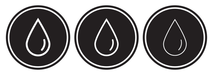 Waterdrop vector icon set. Rain drip liquid logo. Droplet sign. Tear and oil isolated symbol. Simple blue splash mark.