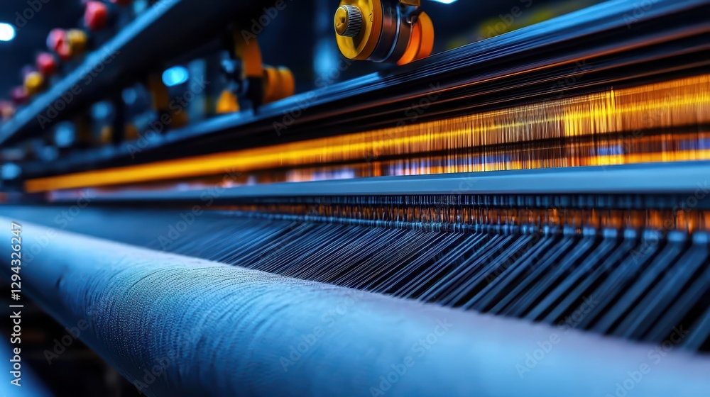 Poster weaving machines in a textile factory environment with chaos