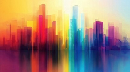 Abstract colorful bar chart city financial data background banner