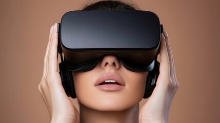 Fototapeta premium Immersive Virtual Reality Experience with Headset and Headphones