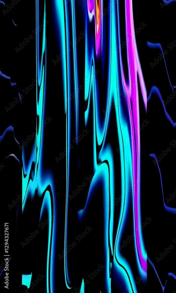 Aufkleber vibrant neon liquid waves flowing in abstract symmetrical motion over multicolored vertical patterns