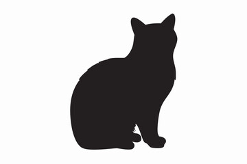 cat silhouette, cat Vector icon, black cat icon, Isolated on White Background