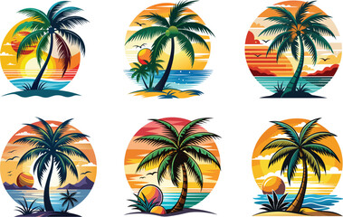 Coconut tree and palm silhouette vector illustration