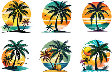 Coconut tree and palm silhouette vector illustration