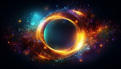 Obraz premium vivid particle ring with fiery gradient