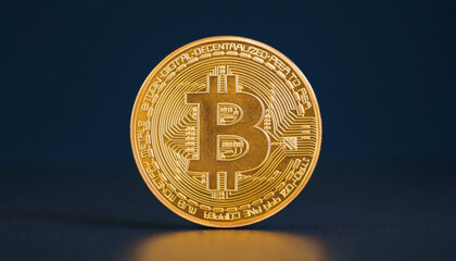 Digital currency coin representing decentralized economy