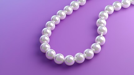 Obraz premium Elegant Pearl Necklace on Lavender Background Luxury Jewelry Fashion Accessory Shiny Beads