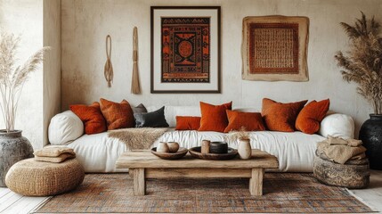 Rustic Boho Living Room With Earthy Tones