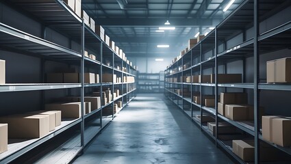 Empty factory shelves with missing raw materials, shortages, production delays, supply chain issues

