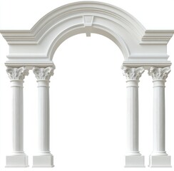 Naklejka premium 3D arched architectural entrance arch with columns, isolated on a white background