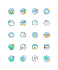 Finance Icons. Including bank, calculator, savings, invoice, bill, withdraw, top-up, balance, money, search, piggy bank, location, gold, coins, contract illustrations