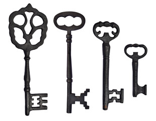 old black key chain retro vintage isolated