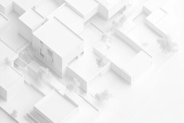 Abstract White Cityscape Design, Architectural Model, Urban Plan
