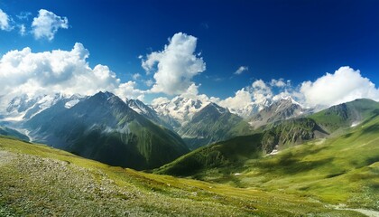moutains landscape with clouds and blue sky