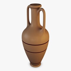 Illustration 3D Antique Amphora with Classic Greek and Roman Terracotta Pottery Design