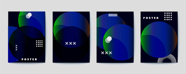 Flyer design, cover design, Modern gradient poster background vector set. Minimalist cover template with vibrant perspective geometric prism shapes