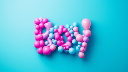 3d render of a creative vector illustration idea 'BOY' balloon text effect symbol made of many spheres